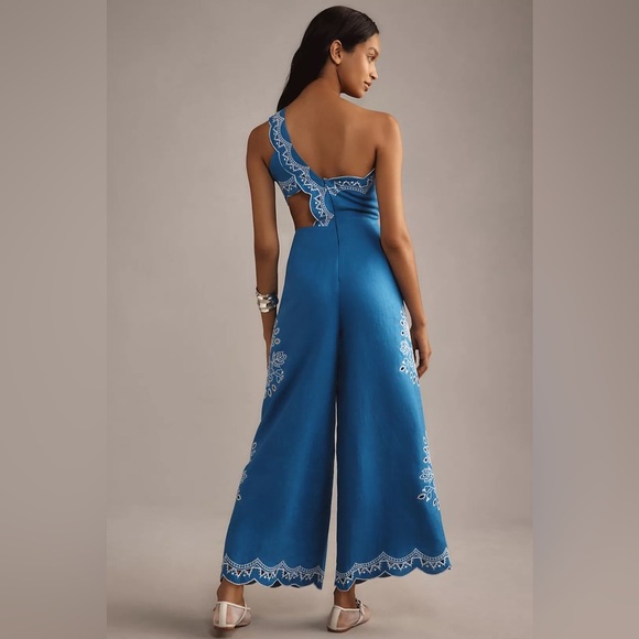 Farm Rio x Anthropologie One-Shoulder Embroidered Linen Jumpsuit - Picture 5 of 10